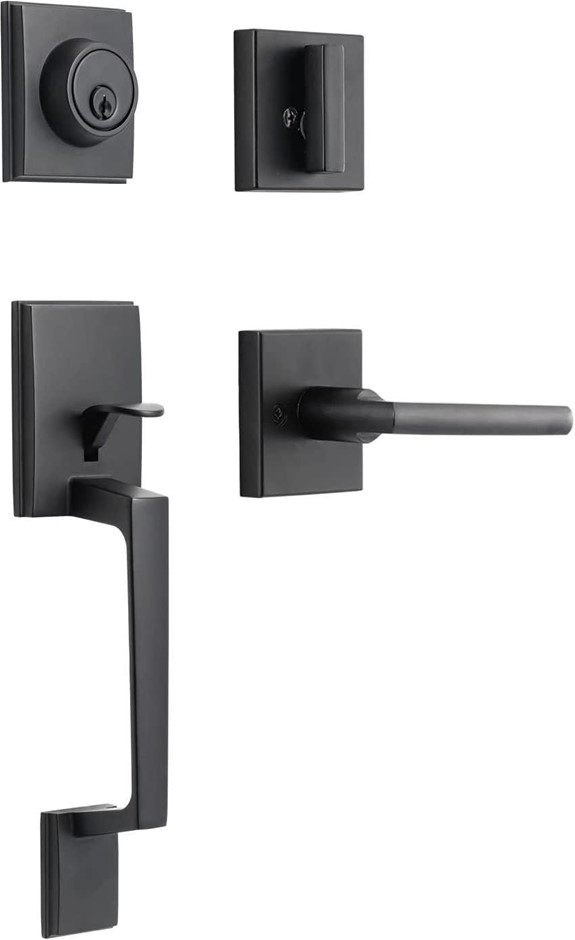 NEUTYPE Front Door Handle Set Entrance Door Lock Set Matte Black Heavy Duty