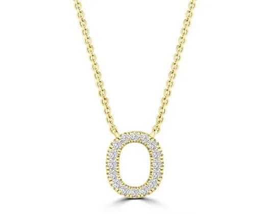 9K YELLOW GOLD 'O' 0.09 HI I1 DIAMOND NECKLACE 40+5cm