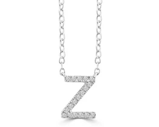 9K WHITE GOLD 'Z' 0.06 HI I1 DIAMOND NECKLACE 40+5cm