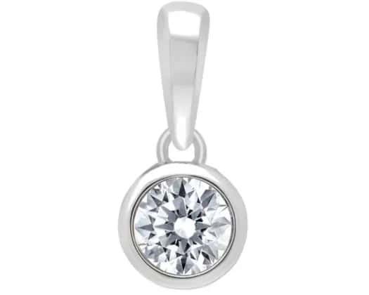 9K WHITE GOLD 0.15ct HI I1 DIAMOND BEZEL PENDANT
