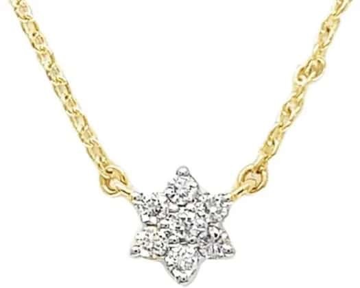 9K YELLOW GOLD 0.09ct HI SI DIAMOND FLOWER NECKLACE 40-45cm
