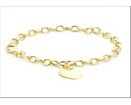 9K Yellow Gold OVAL BELCHER &amp; HEART TAG Bracelet 18cm
