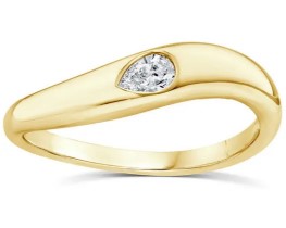 9K YELLOW GOLD 0.12ct F VS LAB DIAMOND PEAR WAVE RING