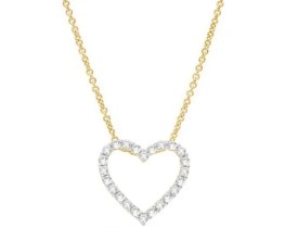 9K YELLOW GOLD 0.25ct F VS LAB DIAMOND OPEN HEART NECKLACE 40+5cm