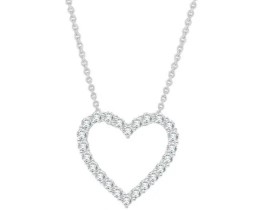 9K WHITE GOLD 0.50ct F VS LAB DIAMOND OPEN HEART NECKLACE 40+5cm
