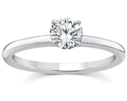 9K WHITE GOLD 0.50ct F VS LAB DIAMOND RND 4 CLAW RING