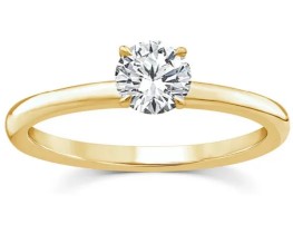 9K YELLOW GOLD 0.50ct F VS LAB DIAMOND RND 4 CLAW RING