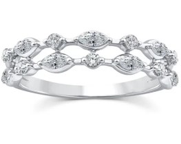 9K WHITE GOLD 0.40ct F VS LAB DIAMOND DAINTY DOUBLE RING