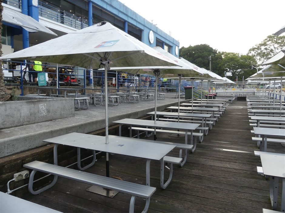 Alfresco Table And Bench Setting With Umbrella (Qty 6)