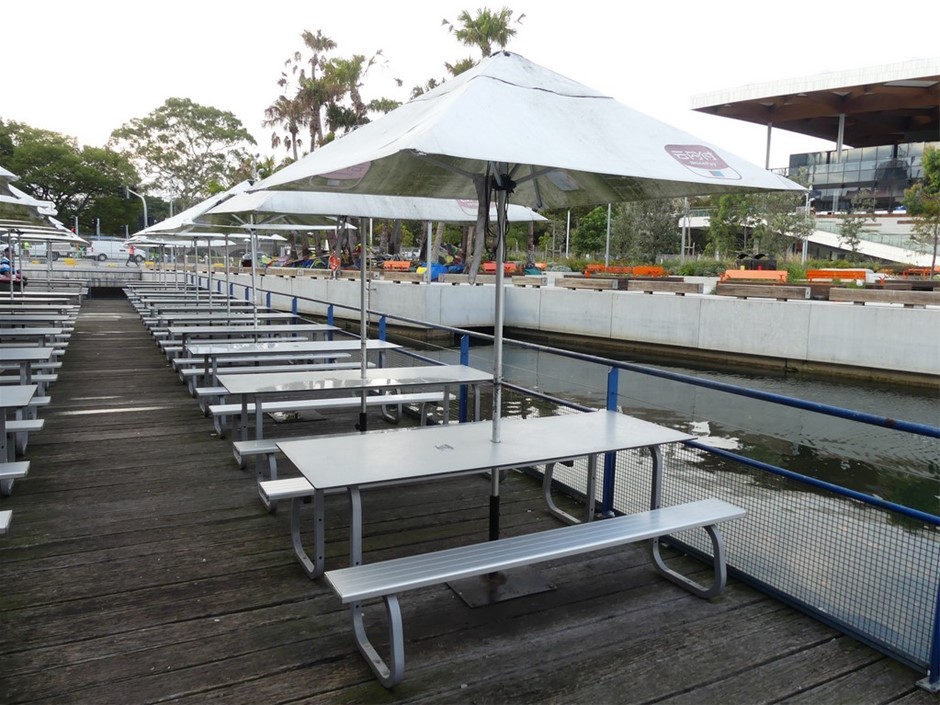 Alfresco Table And Bench Setting With Umbrella (Qty 6)