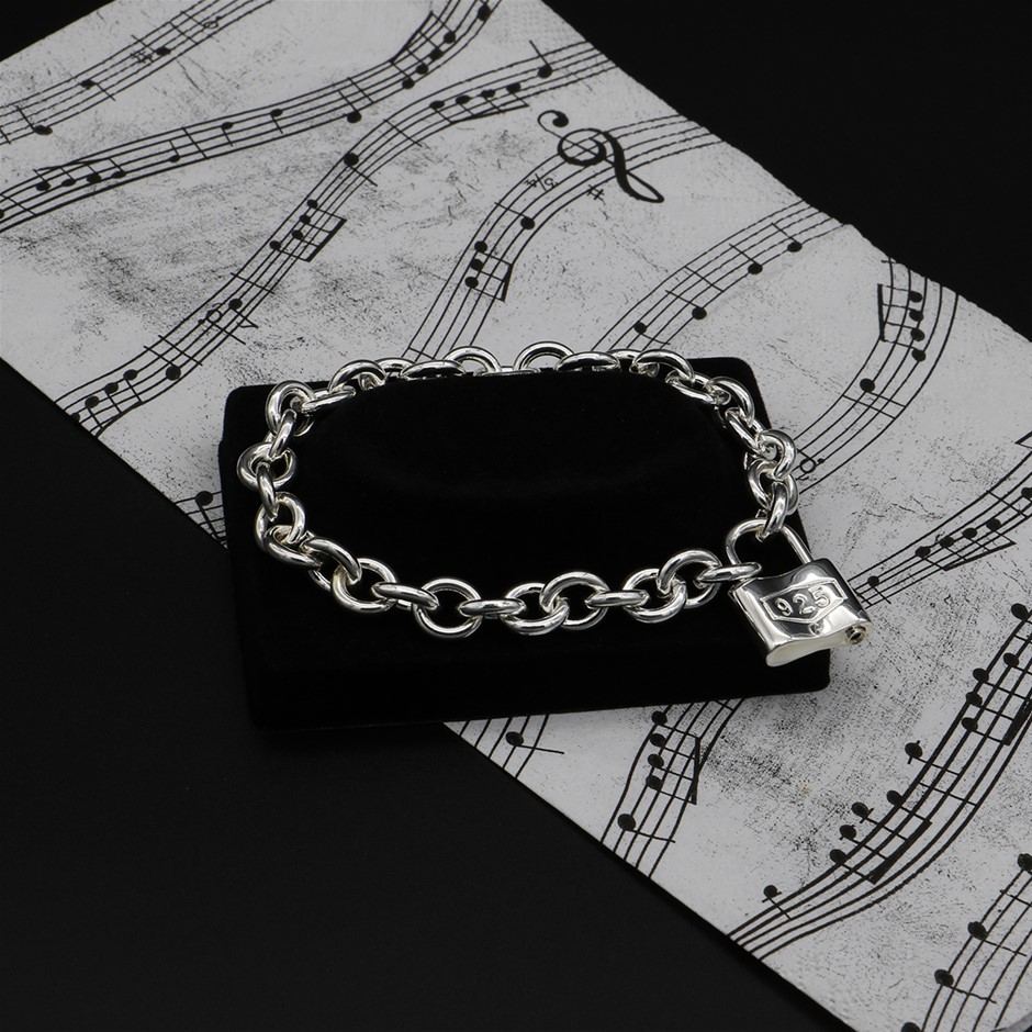 925 Sterling Silver Plated Locket Charm Bracelet - DEMO