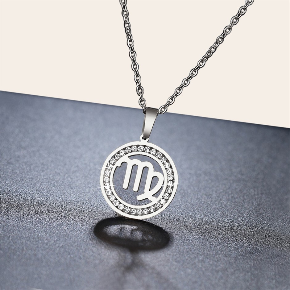 Simulated Diamond Zodiac Necklace - VIRGO