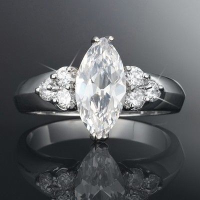 Stunning Rhodium Plated Simulated Diamond Ring - US Size 8