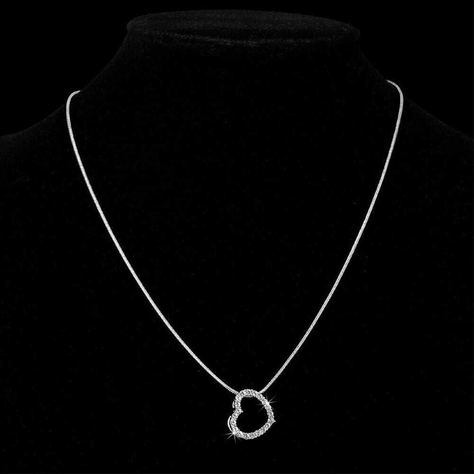 Solid 925 Sterling Silver Heart Pendant Stunning Crystals by Swarovski®