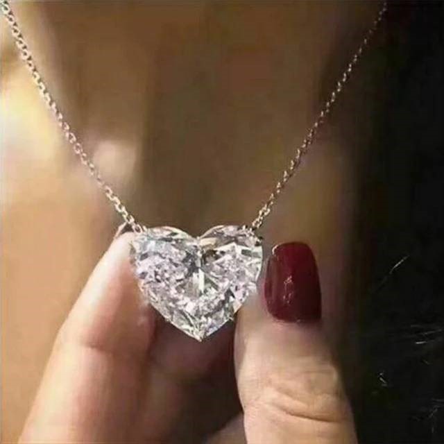 Designer Simulated Diamond Heart Pendant Necklace in Silver