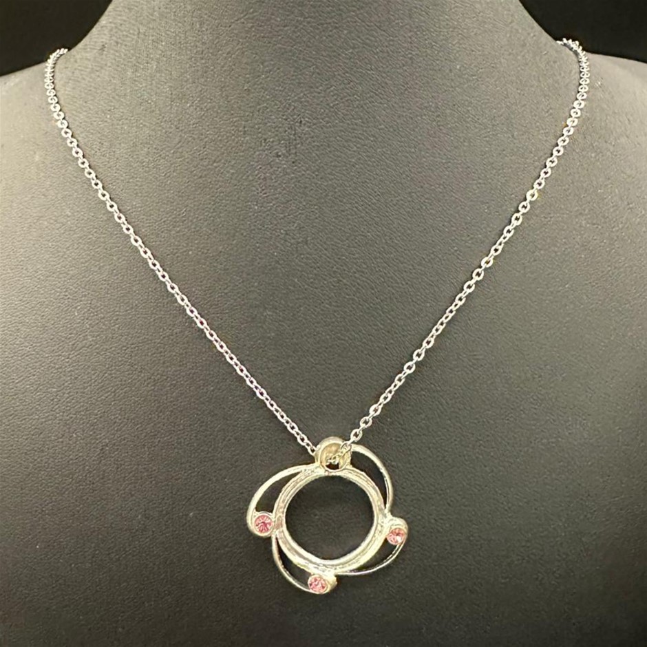 Last Piece - Pink Crystal Eterntiy Necklace in Silver