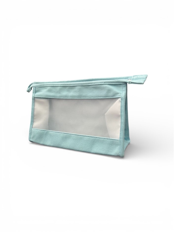 3 x YUHATA Women's Canvas Cosmetic Travel Bag With Transparent Mesh Panel O