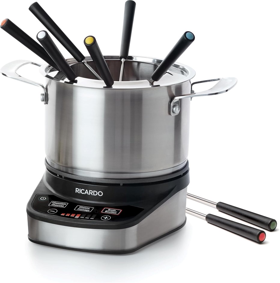 RICARDO Electric Fondue Set - 3L Capacity - Cheese, Chocolate, 8 Color-Code