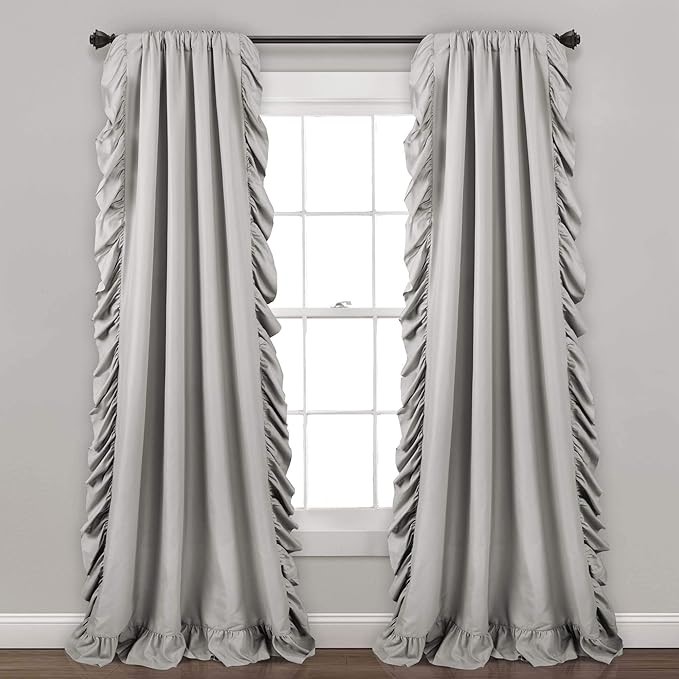 2 X LUSH DECOR Reyna Ruffle Window Curtain Set (2 Panels). Size: 137.2W x 2