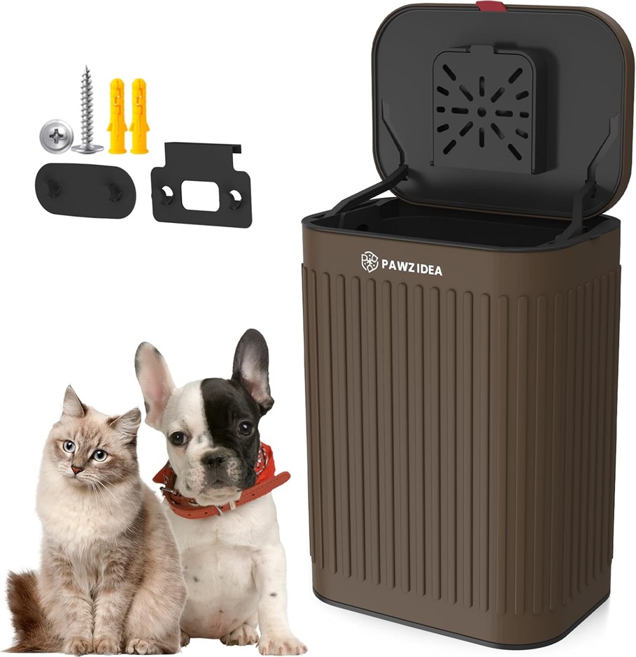 PAWZIDEA Wall Mount Dog Poop Trash Can Outside, 2.1 Gallon, Small Dog Waste