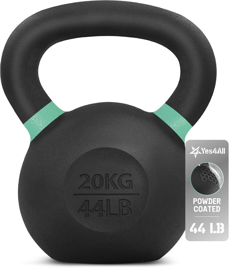 YES4ALL Powder Coated Cast Iron Competition Kettlebell with Wide Handles &