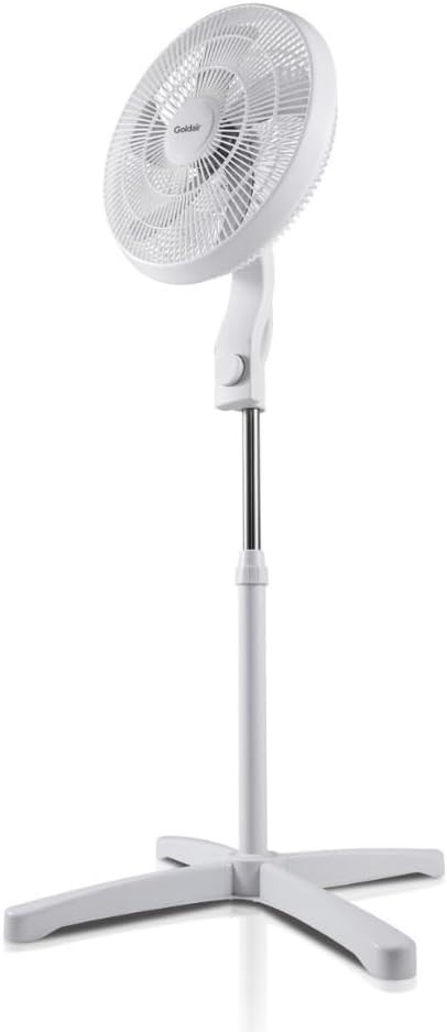 2 x GOLDAIR 5 Blade 40cm Pedestal Fan White.