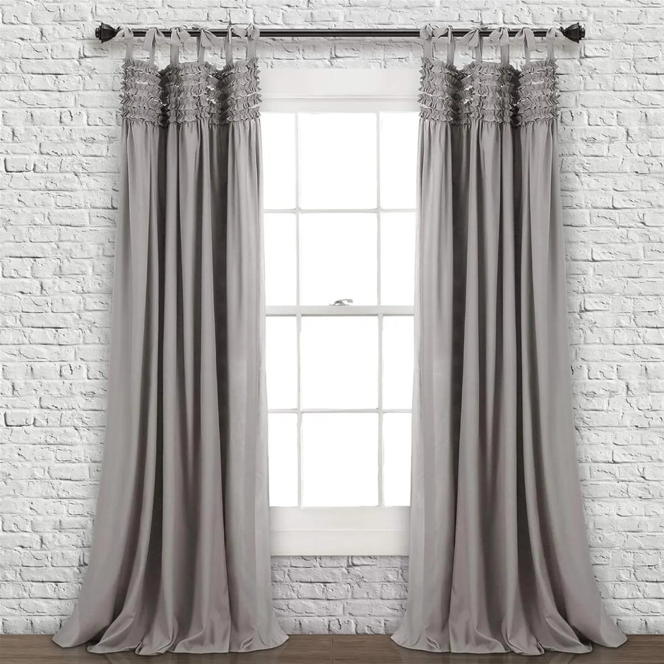 LUSH DECOR Lydia Curtains Ruffle Window Set for Living, Dining, Bedroom, 84