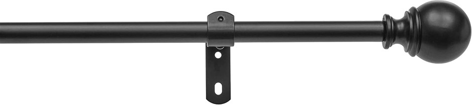 3 x AMAZON BASICS 1.6 cm Curtain Rod with Round Finials, 71 to 122 cm, Blac