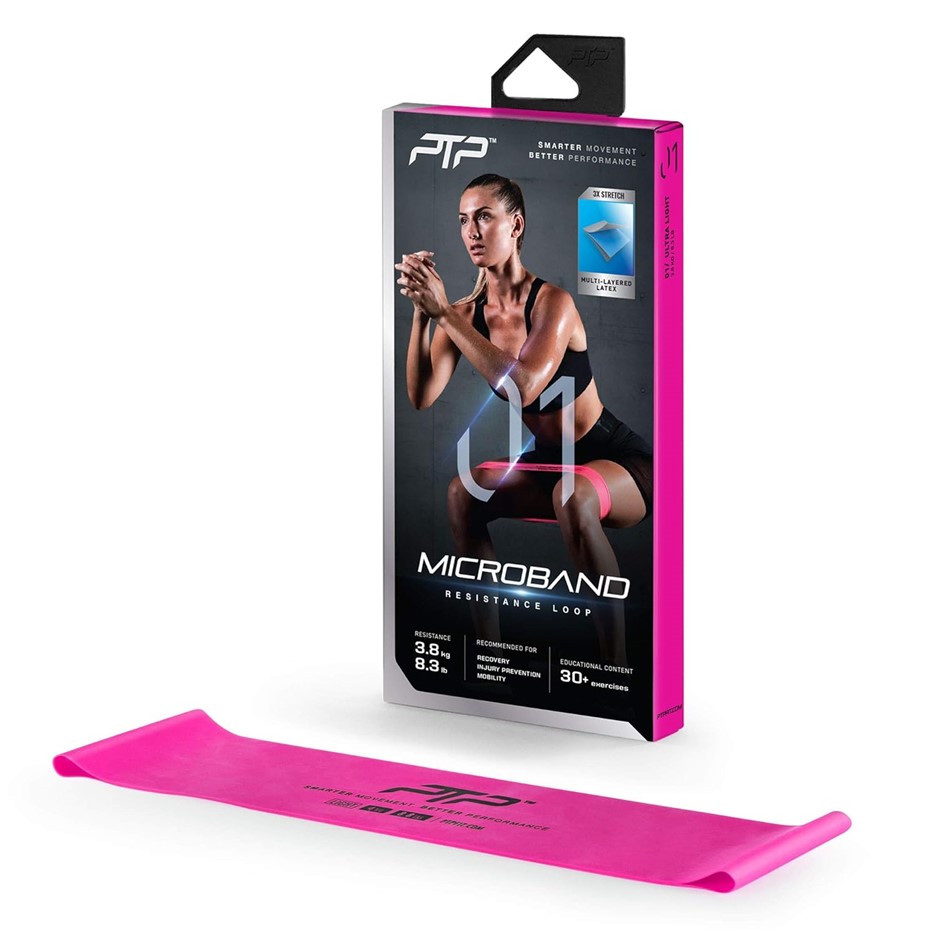 10 x PTP Home Gym Microband, 29.5xm x 7.5cm, Pink, 1502.