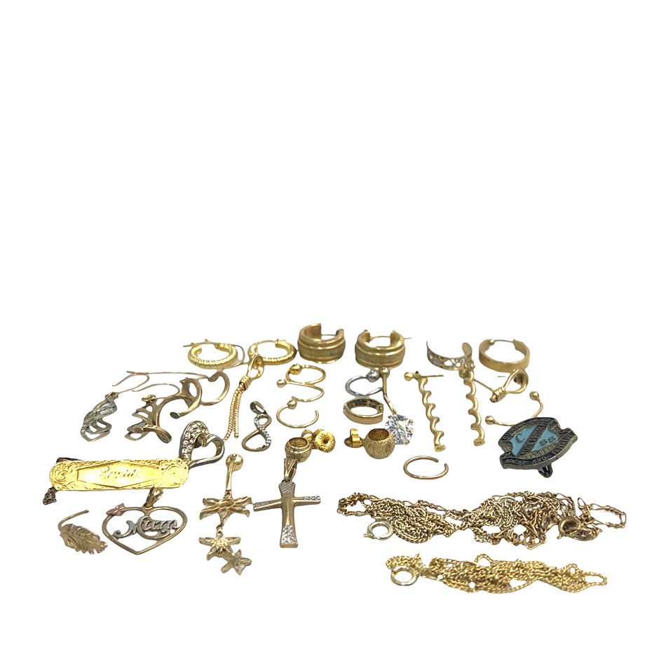 9ct Yellow Gold Jewellery/Scrap & Costume Jewellery