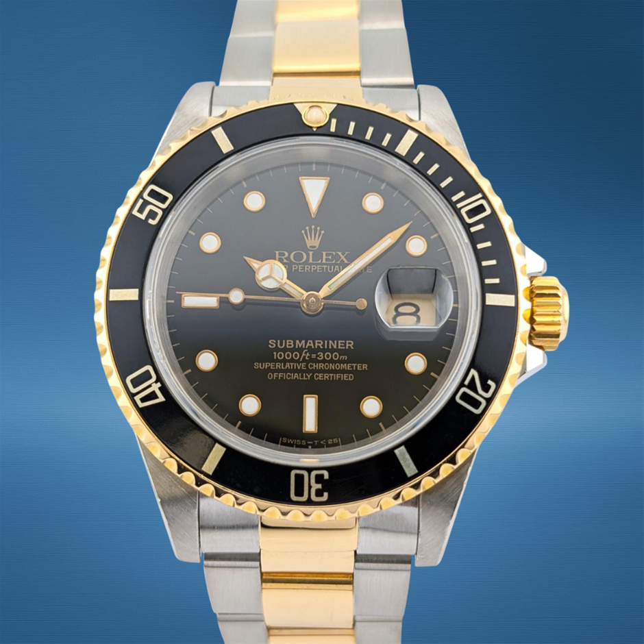 Rolex 16613LN Submariner Date Two-Tone Black 40mm 1991 BxP