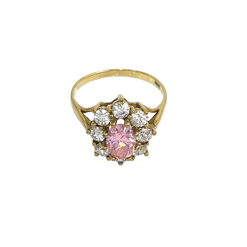 9ct Yellow Gold Cubic Zirconia Cluster Ring