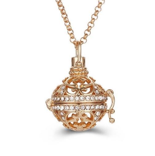 Stunning Simulated Diamond Aroma Perfume Necklace in Gold - missing stones