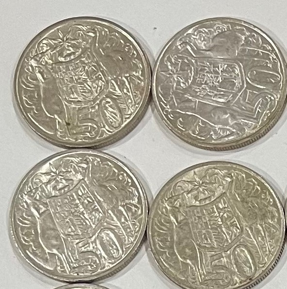 1966 Australia First & Last Queen Elizabeth Silver round fifty cents x 4