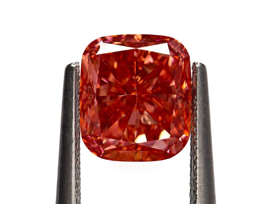 3.66 Carats Fancy Vivid Orangy Pink Lab Grown Diamond