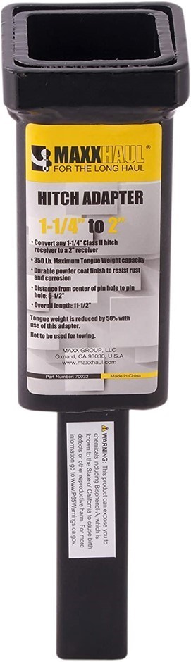 MAXXHAUL 1-1/4" to 2" Hitch Adaptor. Model 70032. NB: Has marks.