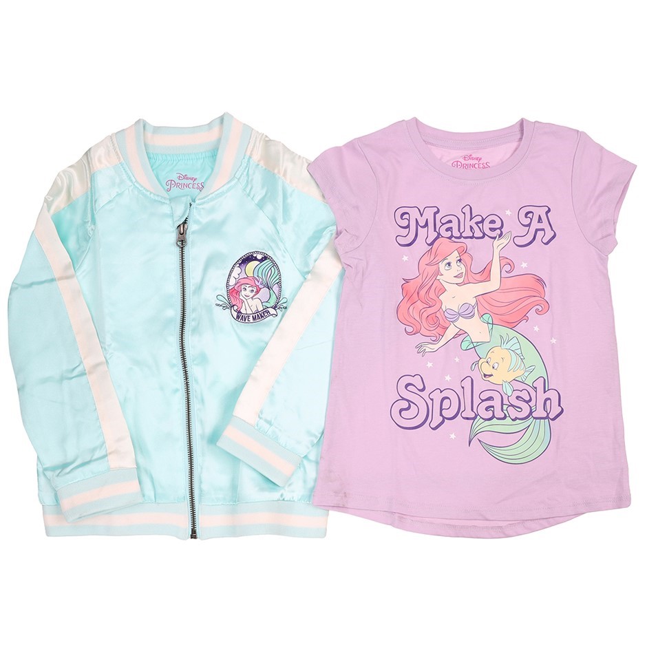 2pc DISNEY Princess Kids' Jacket + Tee Set, Size 5, Ariel (Blue/Purple).
