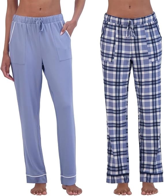 2-Pack LUCKY BRAND Women's Lounge Pants, Size M, Stonewash/BluePlaid. Buye