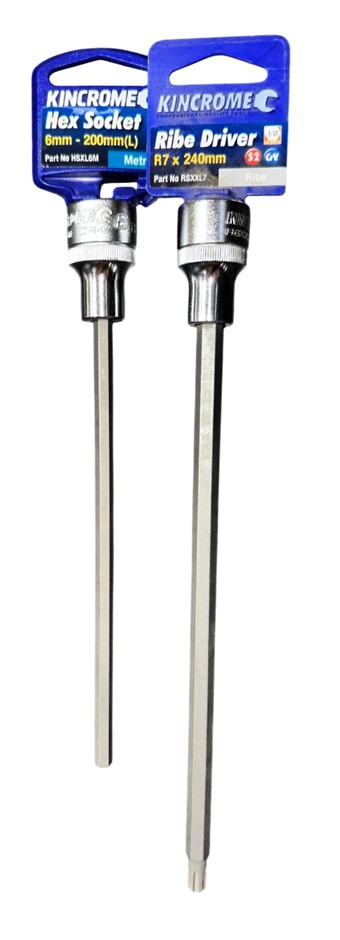 KINCROME Bundle: 1/2" Drive Ribe Bit Socket (240 mm) & 1/2" Drive Hex Bit S