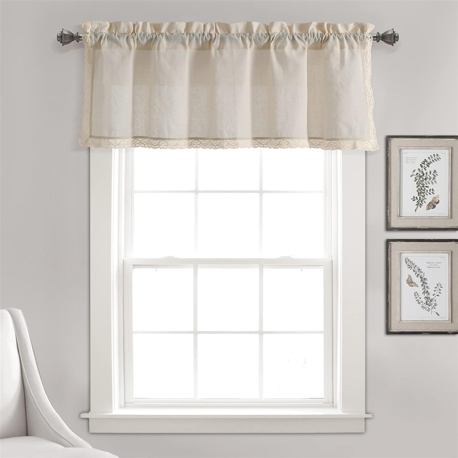 LUSH DECOR Rosalie Valance, Single Panel, Farmhouse Style, Romantic Lace Tr