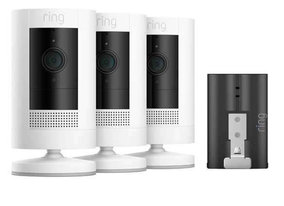 RING Stick Up Cam Battery 3 Pack with additional Quick Release Battery Pack