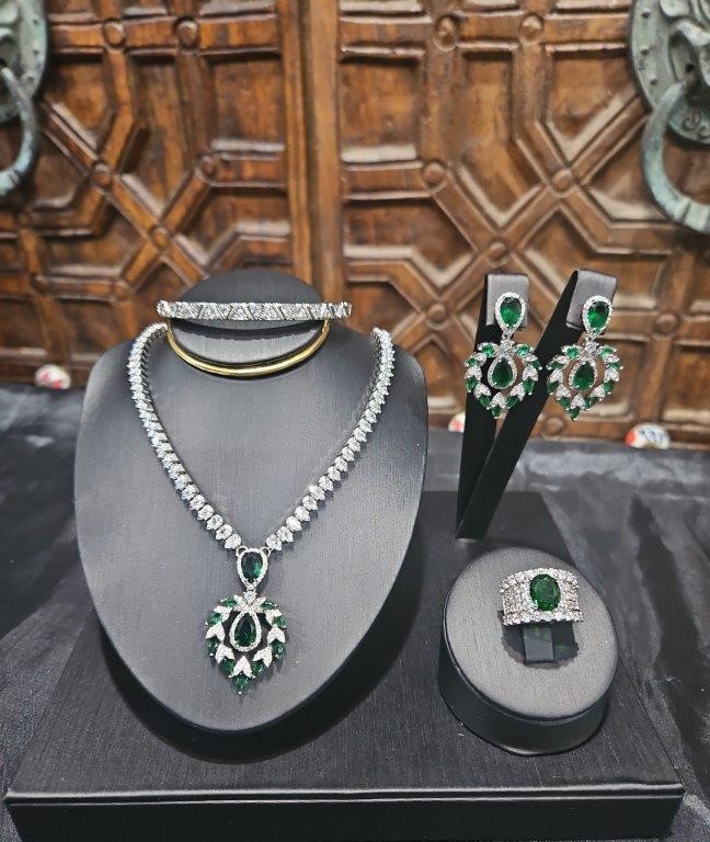 5pcs x 18K Stamped White Gold Filled Bangle, Ring, Necklace & Watch