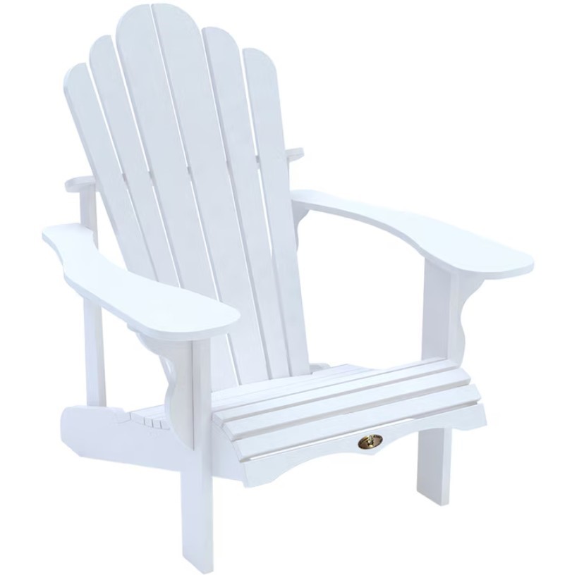 LEISURE LINE Adirondack Chair, White. NB: Missing screws.