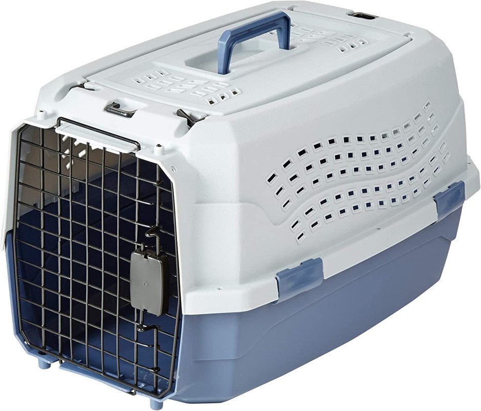 AMAZON BASICS 2-Door Top Load Hard-Sided Dog and Cat Kennel Travel Carrier,