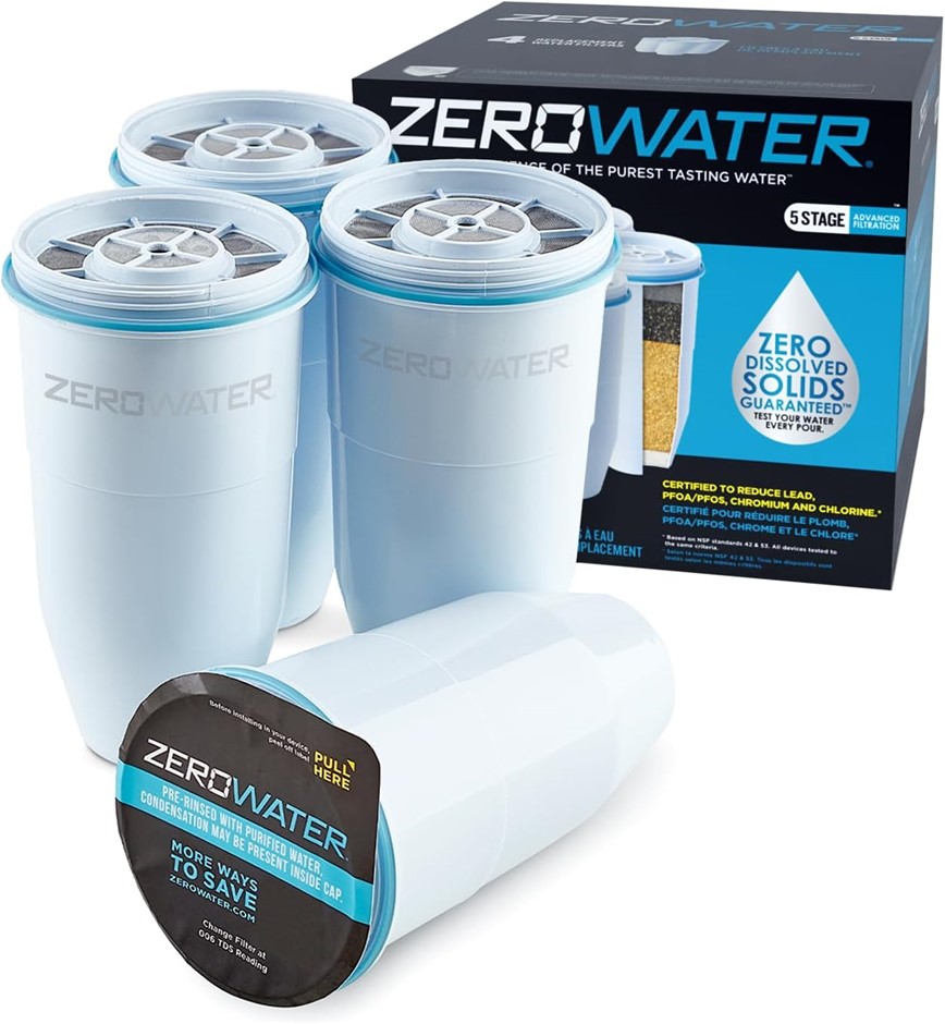 ZEROWATER Replacement Filter for Pitchers, 4-Pack - ZR-006.