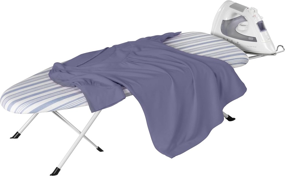 HONEY-CAN-DO Folding Tabletop Ironing Board with Iron Rest, Blue, 32” L x