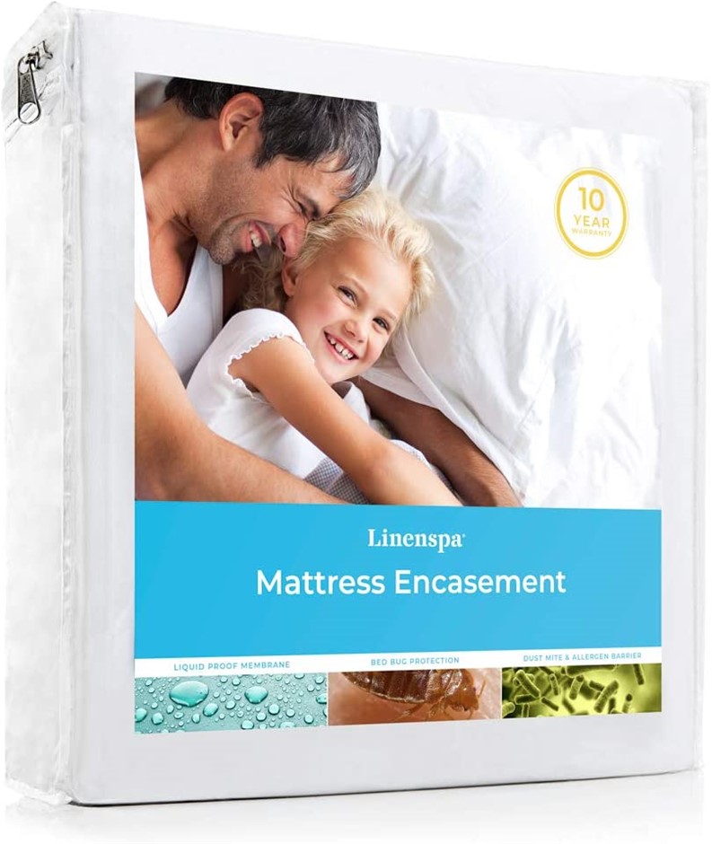 LINENSPA Mattress Encasement Queen, Zippered Mattress Encasement, Waterproo