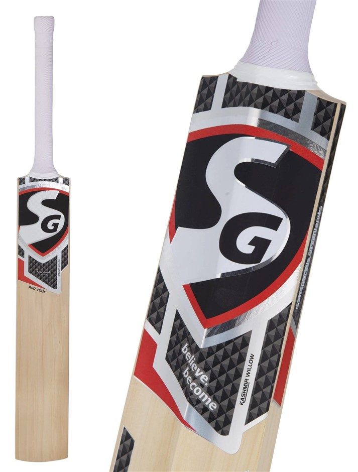 SG RSD Plus Kashmir Willow Cricket Bat for Leather Ball, Size-Short Handle