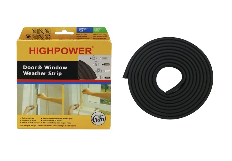 3 x HIGHPOWER Door and Window Weather Strips, Self Adhesive Soft EPDM Rubbe