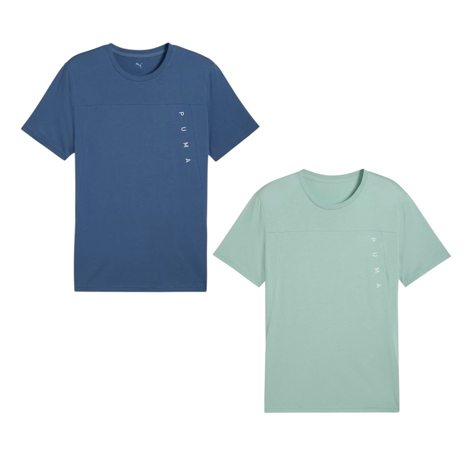 2 x PUMA Men's Tad Tech TriBlend Tee, Size XL, Dark Indigo & Light Moss, 52